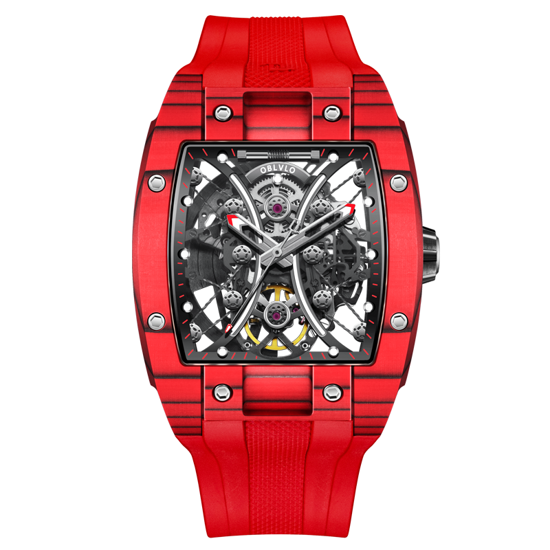 Luxury Tonneau Automatic Mechanical Skeleton Wrist Watches - Oblvlo EM-S