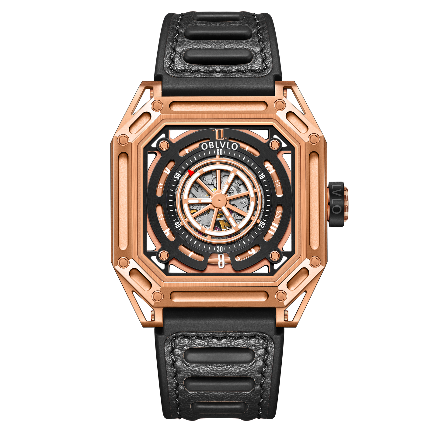 Best Luxury Rose Gold Automatic Skeleton Military Watches - Oblvlo AK-S PBB