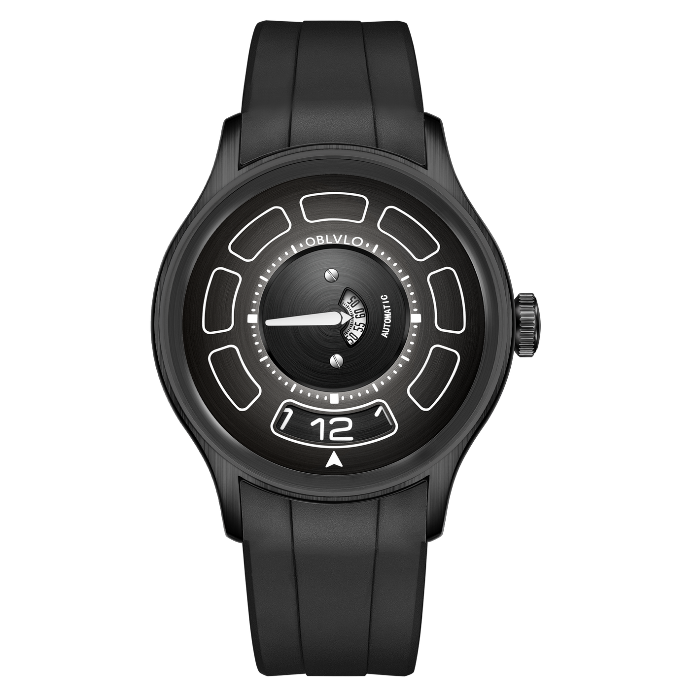 Cool Unique OBLVLO BLM-UFO Black PVD 41mm Modern Display Design Hands Automatic Mechanical Watch