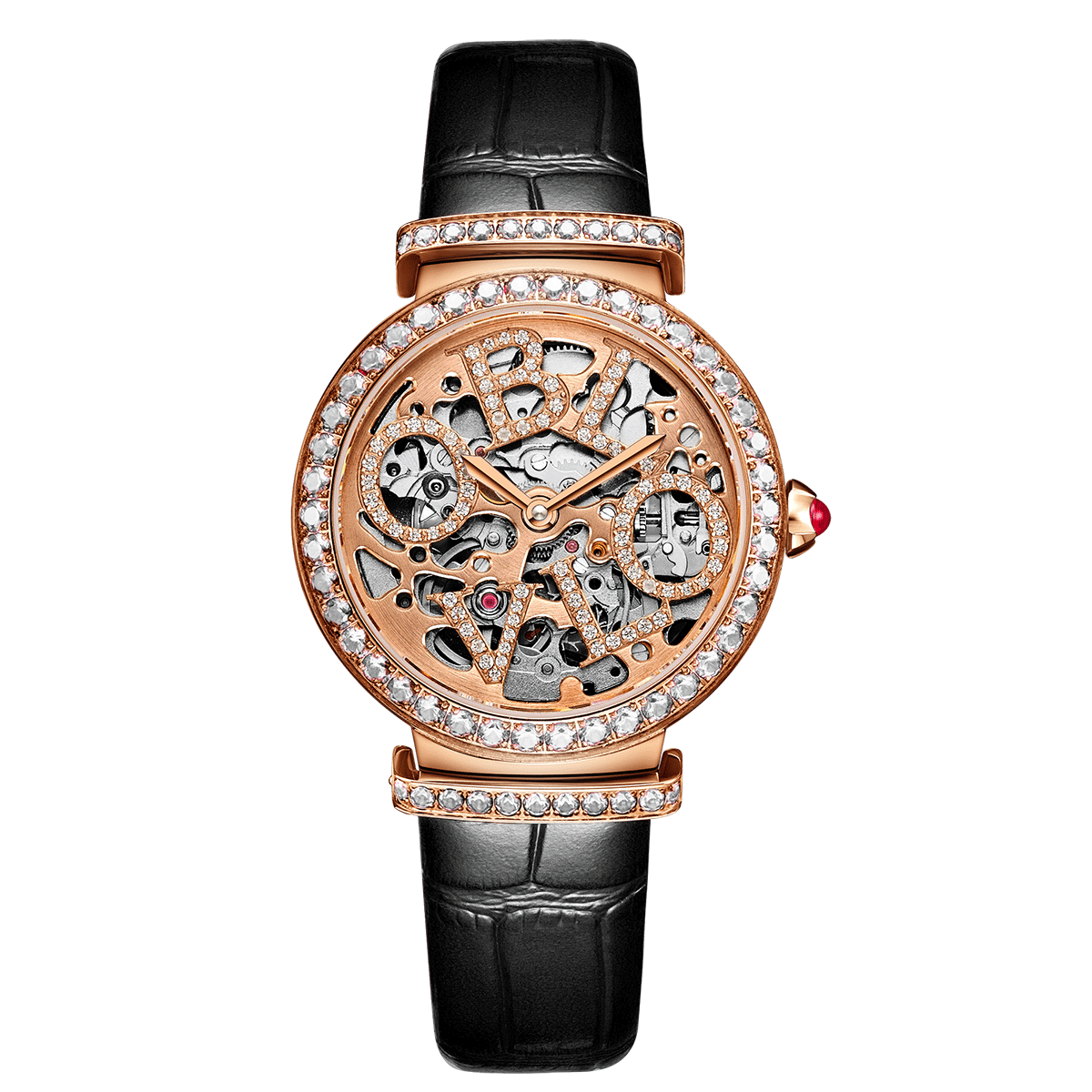 Rose Gold White Diamond Mechanical Women's Watch Oblvlo BW-RRWL
