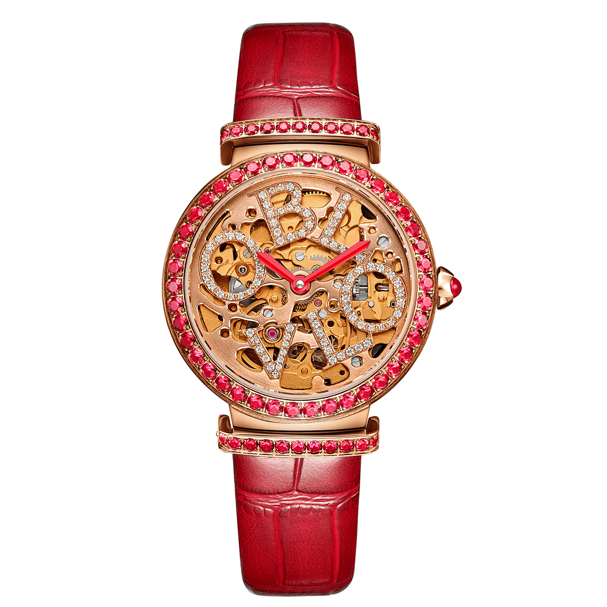 Purple Diamond Skeleton Watches For Ladies Oblvlo BW-RREE
