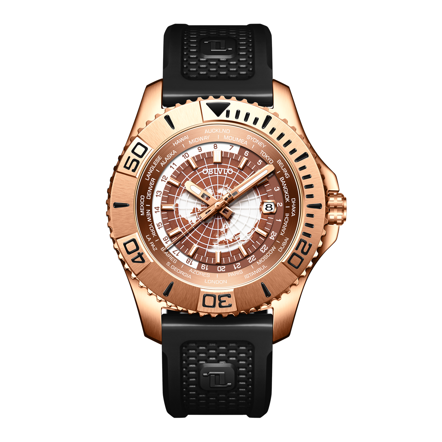 Affordable Luxury Rose Gold Automatic Military Dive Watches For Men - Oblvlo BM-PWB