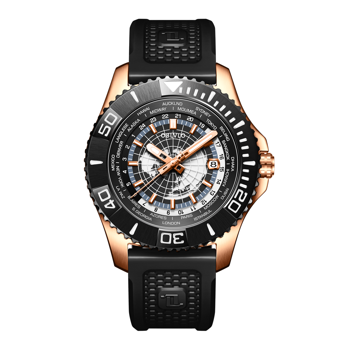 Affordable Luxury Rose Gold Automatic Military Dive Watches - Oblvlo BM-TBB
