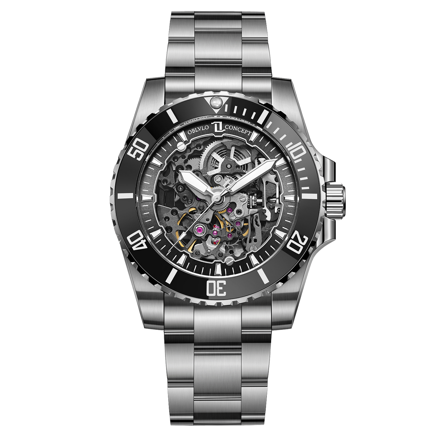 Affordable Luxury Automatic Skeleton Dive Watches For Men - Oblvlo Design DM-S PLB