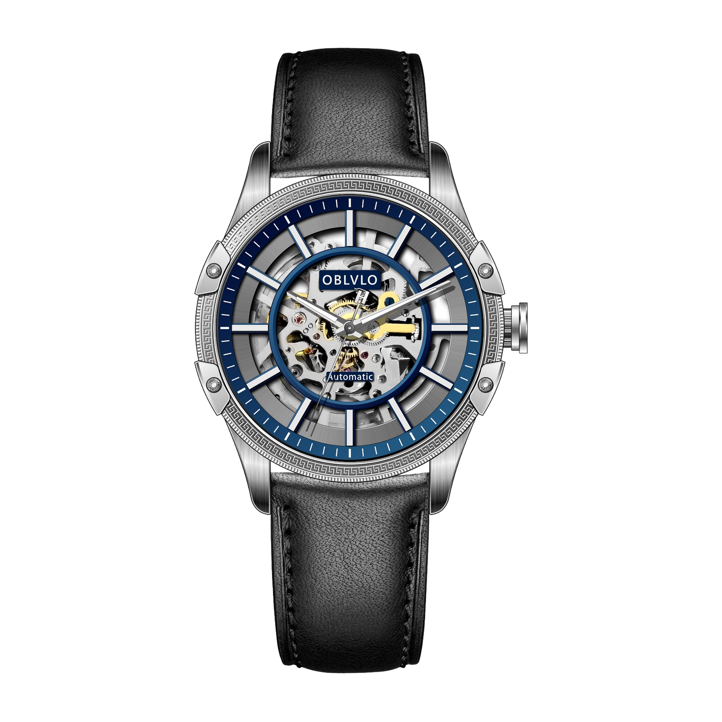 OBLVLO CAM AR-SK Men's Automatic Watch with Mechanical Movement and Skeleton Dial