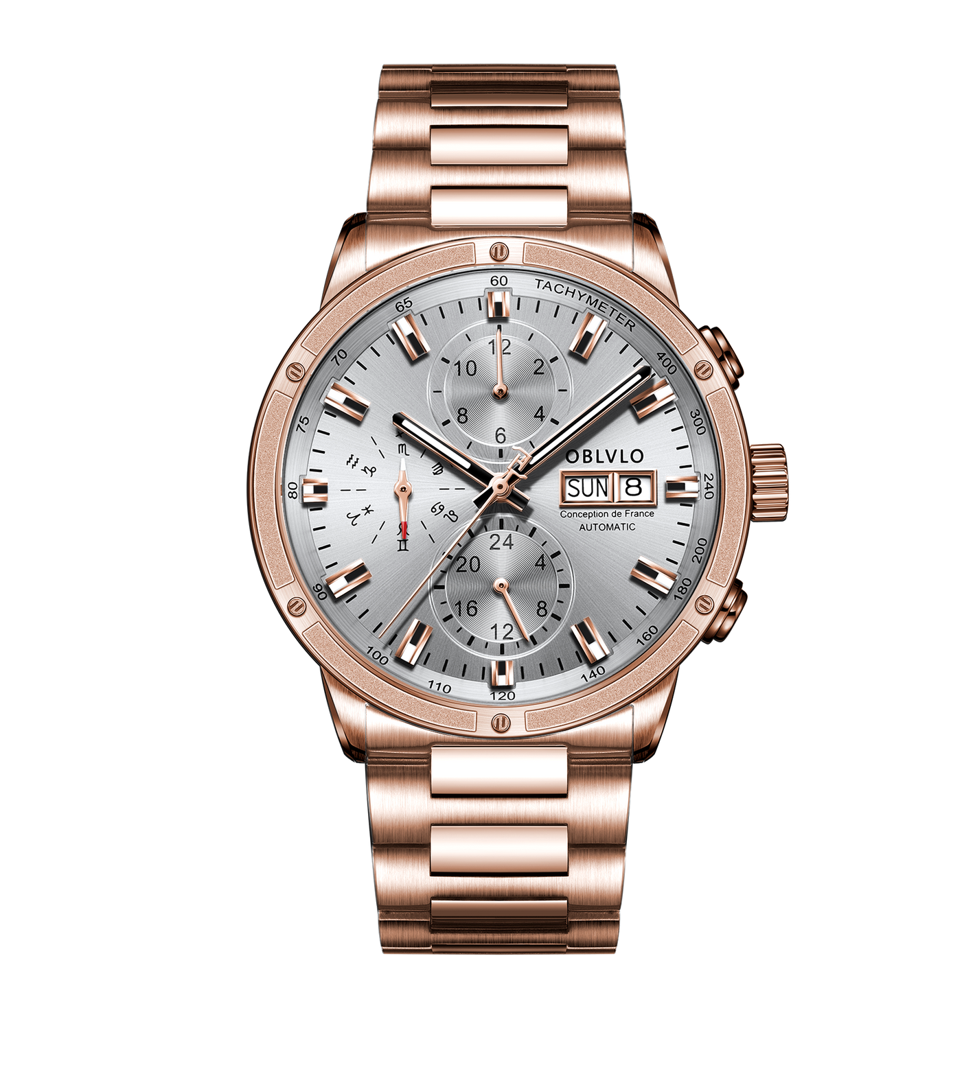 Luxury Rose Gold Automatic Chronographs Pilot Watches For Men