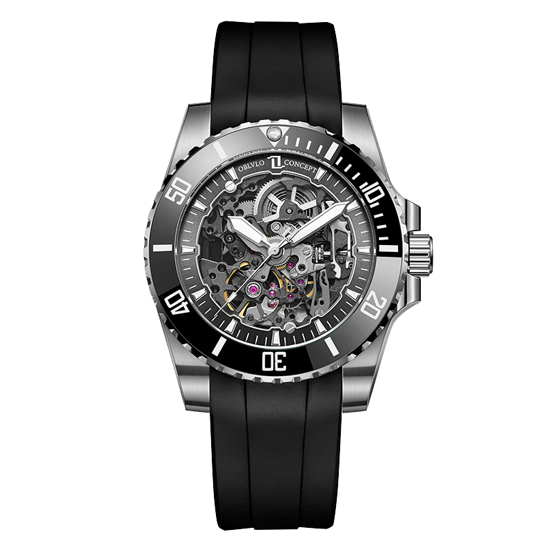 Best Affordable Luxury Automatic Skeleton Dive Watch Under $1000 - Oblvlo Design DM-S YLL