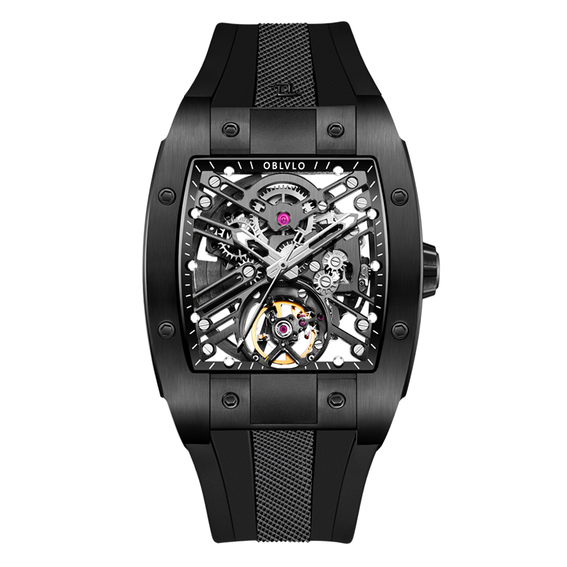 Best Luxury Black PVD Skeleton Automatic Watches - Oblvlo EM-ST BSBB