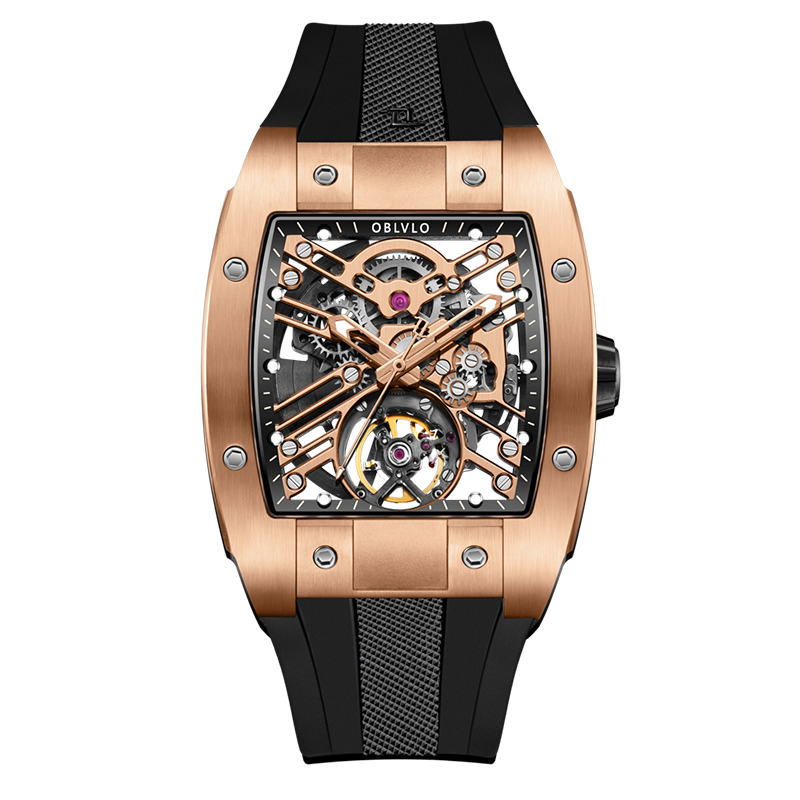 Affordable Luxury Rose Gold Skeleton Automatic Watches - Oblvlo EM-ST RRRB