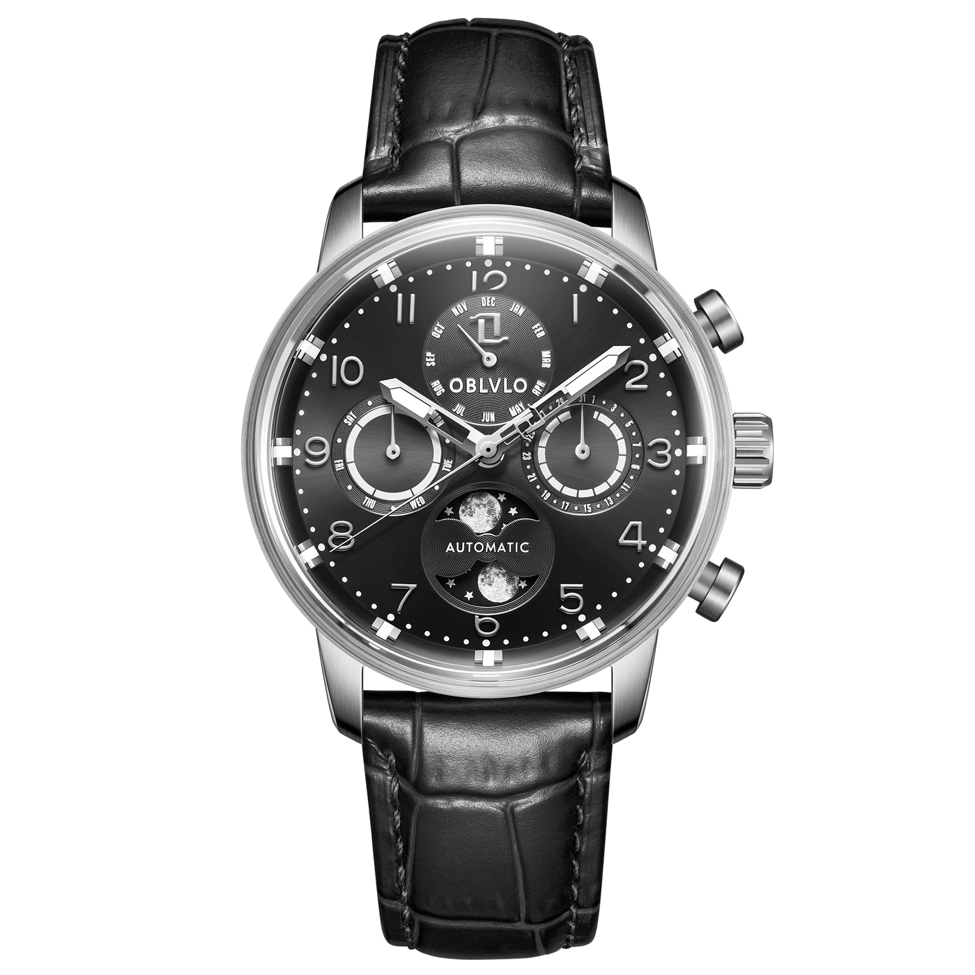 OBLVLO IM MUT-MP Mens Luxury Classic Moon Phase Style Dress Watch