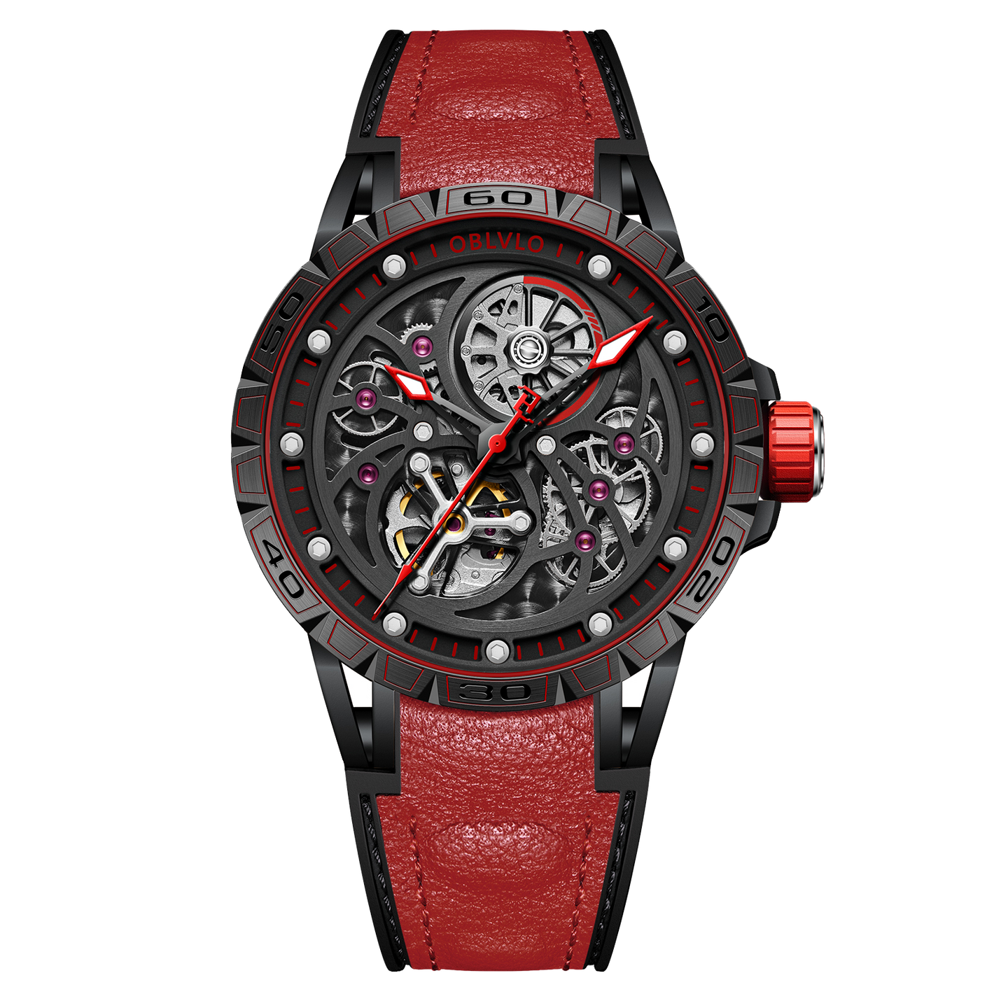 Best Affordable Luxury Skeleton Automatic Black PVD Watch Under $500 - Oblvlo LMS-BRR