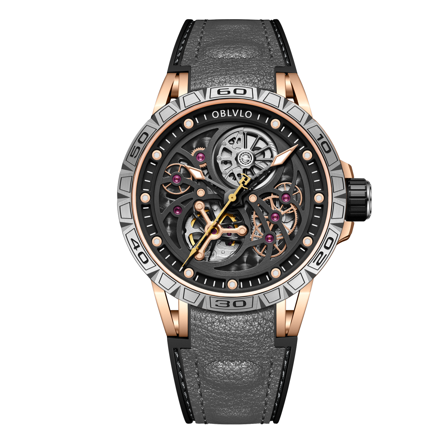 Affordable Luxury Rose Gold Skeleton Mechanical Watches from Oblvlo LMS TPBB