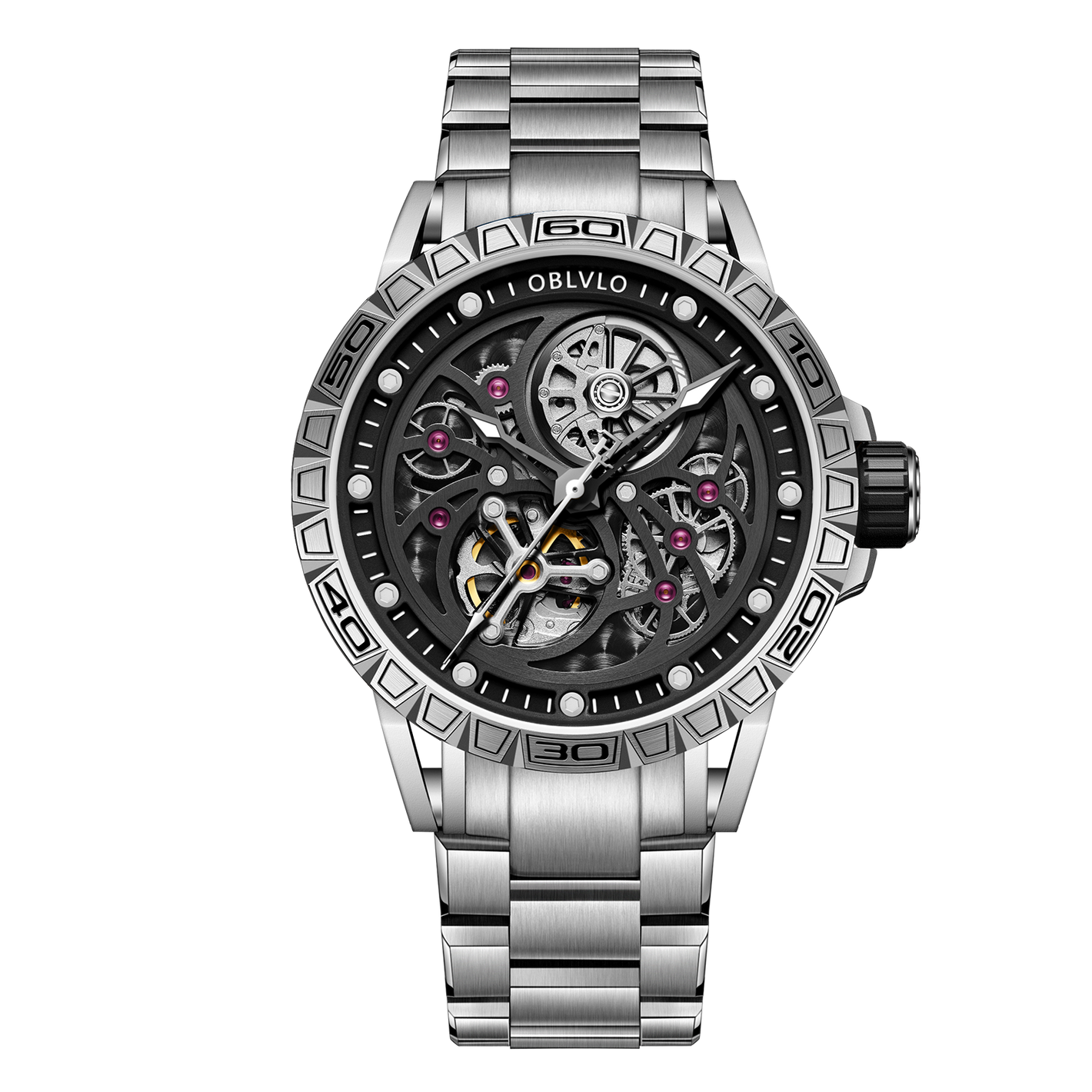 Luxury Skeleton Automatic Stainless Steel Watches For Men - Oblvlo LMS Series