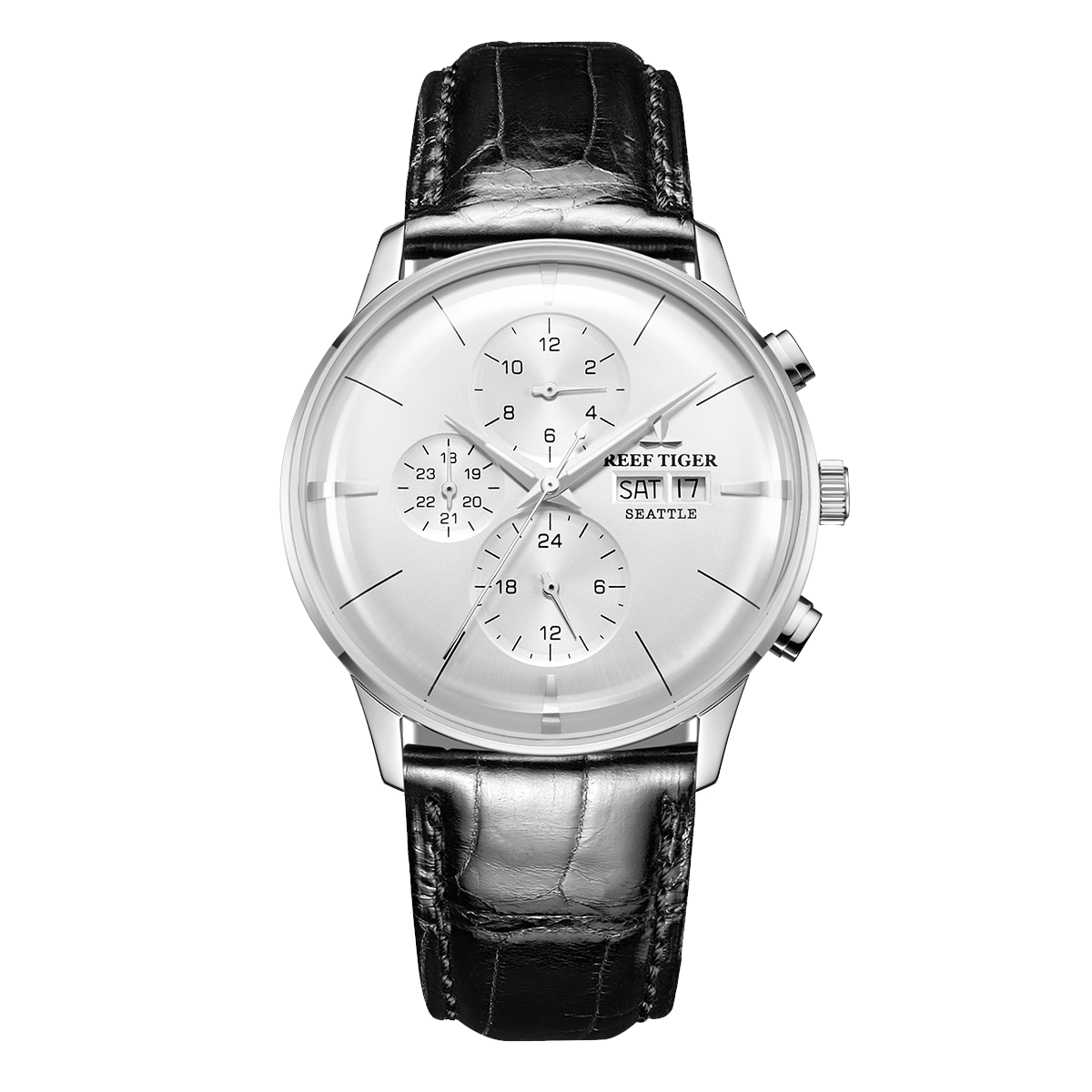 Reef Tiger Seattle Chiefs Luxury Vintage Dress Chronograph Automatic Watches for Men