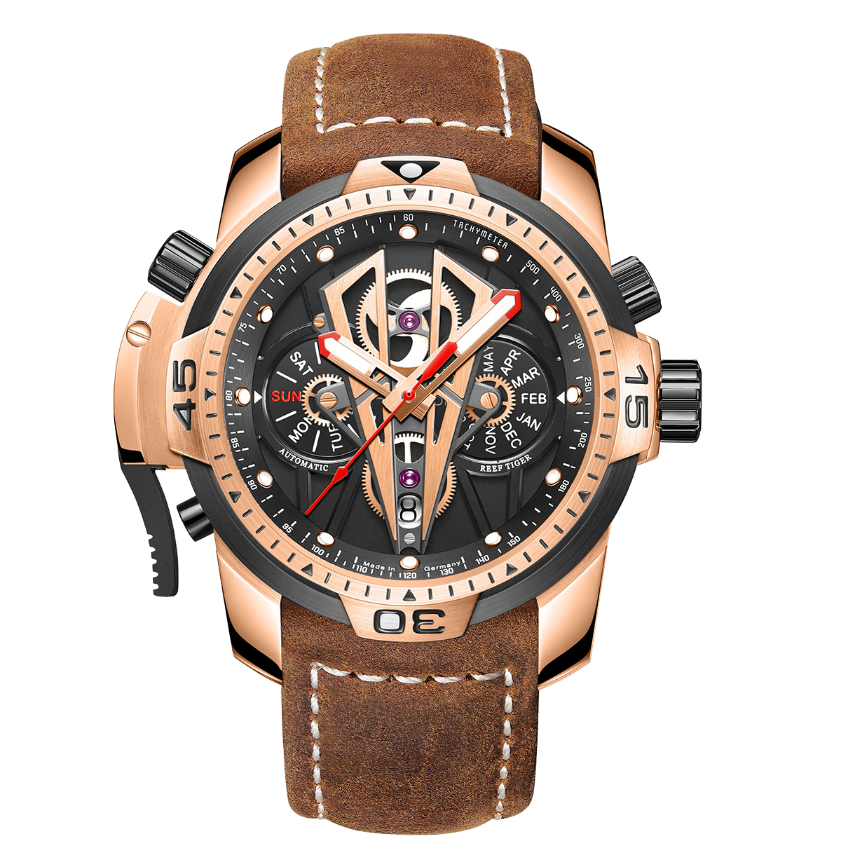 Best Affordable Reef Tiger Aurora Concept 2 Automatic Military Rose Gold Men's Watch