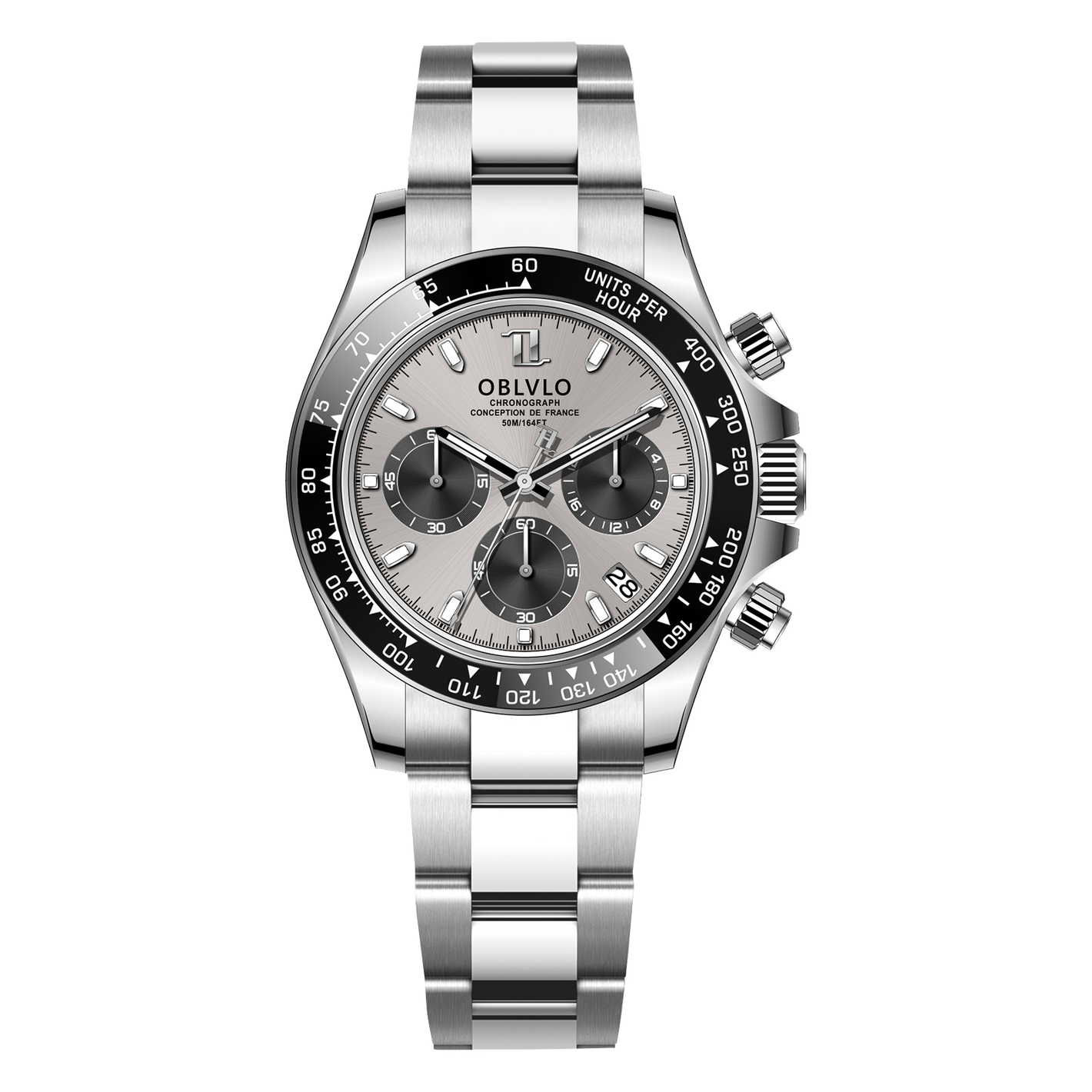 OBLVLO RX-DY 40mm Multi-Dial Watch - Luxury Mens Stainless steel Sport Chronograph Quartz Watches