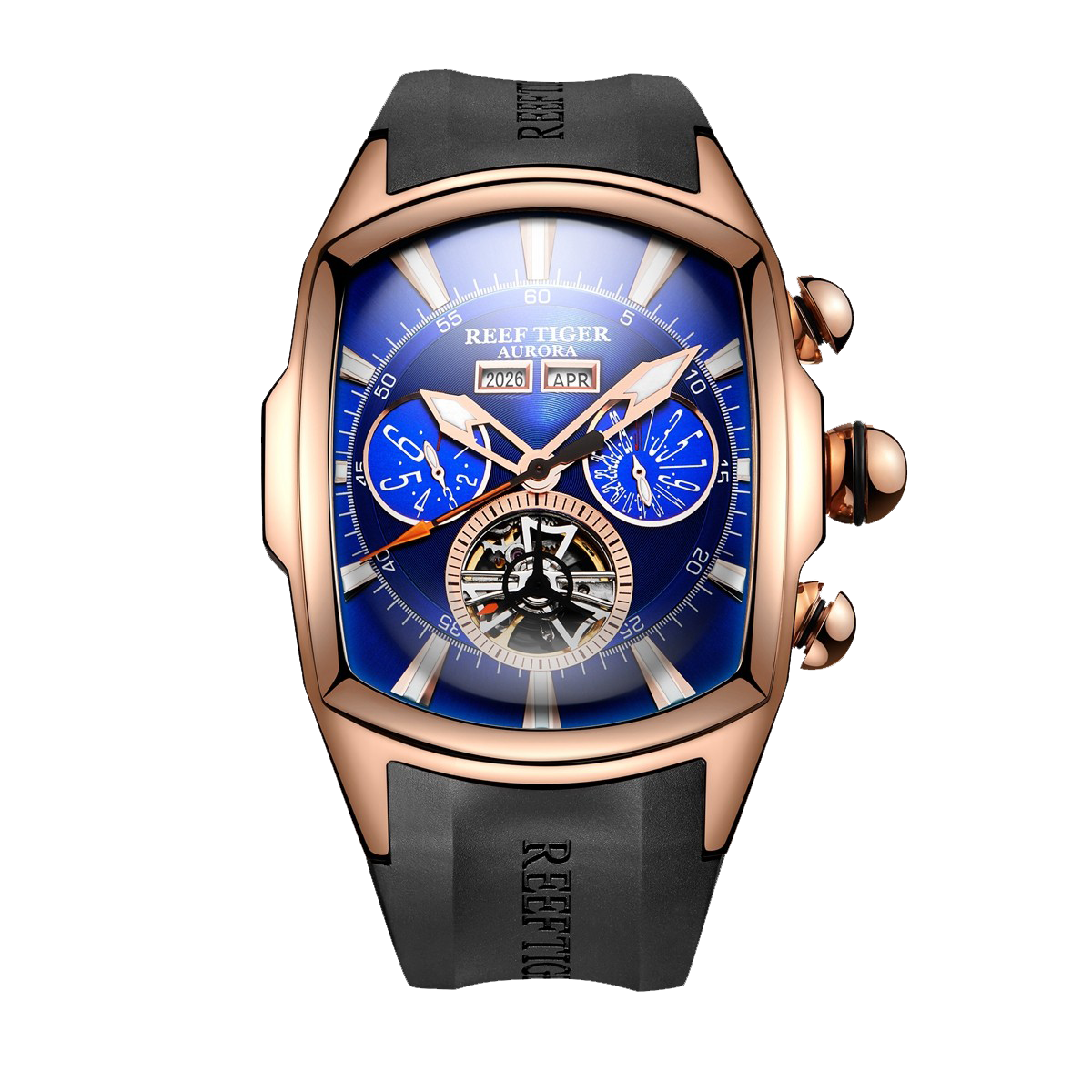 Affordable Luxury Reef Tiger Aurora Tank II Sports Automatic Men's Rose Gold Watch
