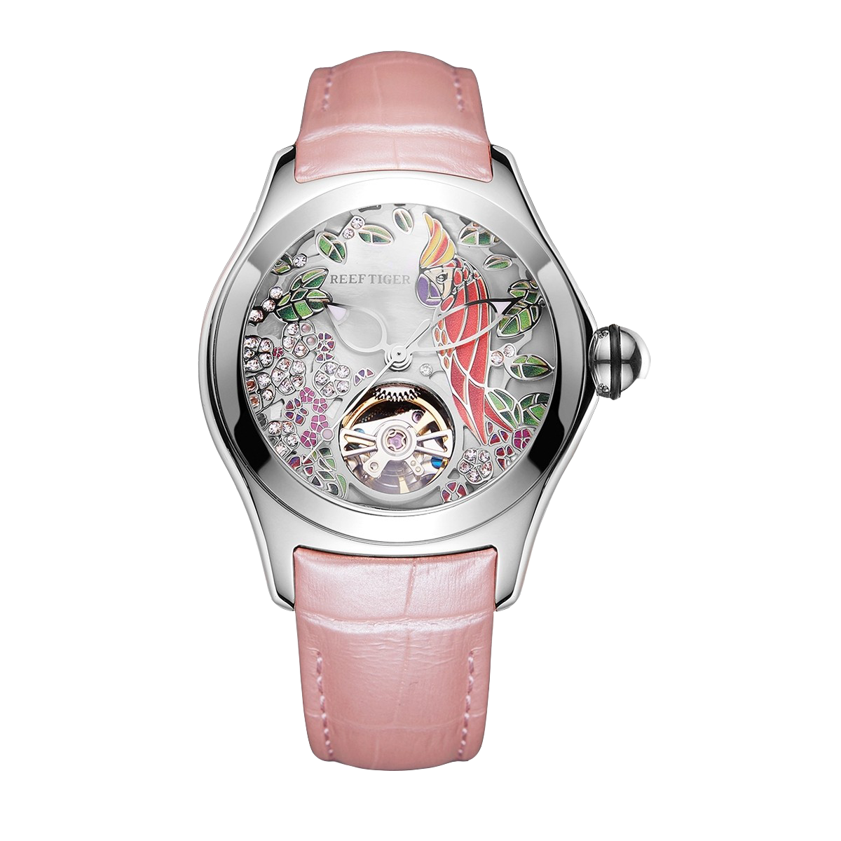 Reef Tiger Designer Aurora Parrots Series - Luxury Classic Diamond Watches for Women