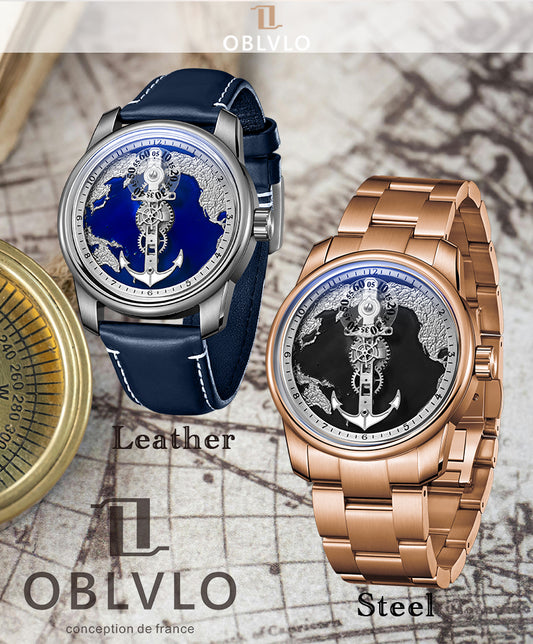 Discover Affordable Luxury: Black / Blue Cold Enamel Dial & Pacific Ocean Maps Automatic Watches