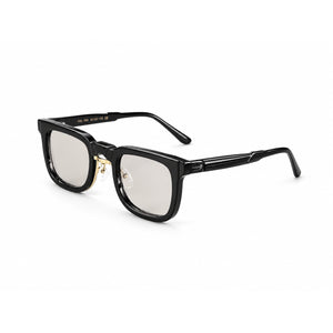 OBLVLO OBL-903-B: Luxuriöse schwarze Acetat-Sonnenbrille, 400 UV-Schutz, quadratische braune Gläser, Unisex-Fashion-Sonnenbrille