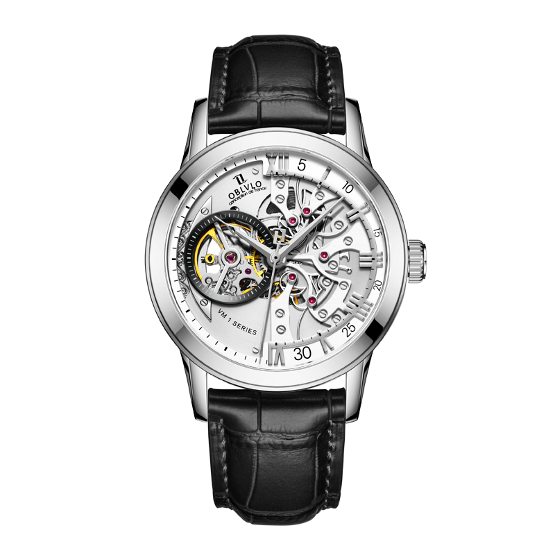 Oblvlo VM-S Series Mechanical Automatic Skeleton Watches For Men