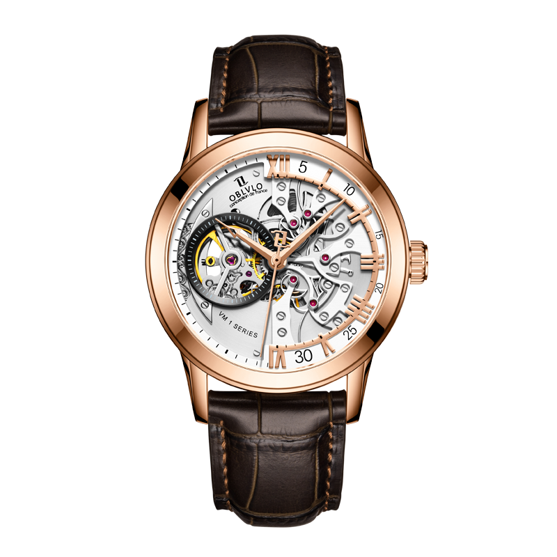 Affordable Luxury Oblvlo VM-S Series Automatic Rose Gold Watches For Men