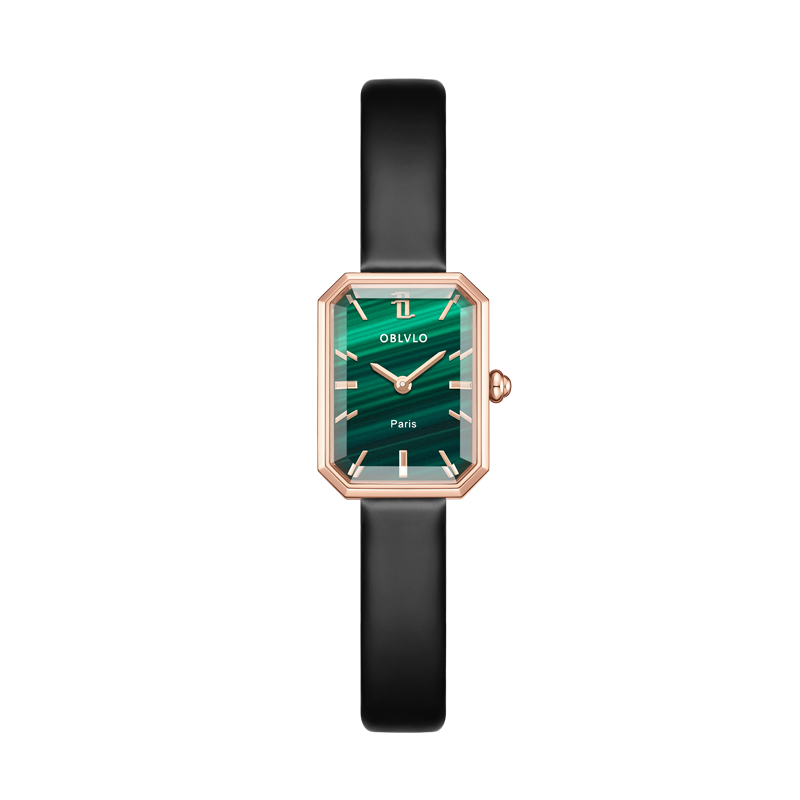 Best Oblvlo LW Series Vintage Malachite Green Quartz Watches For Women