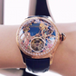 Reef Tiger Designs Aurora Parrots Rose Gold & Blue Dial Diamond Skeleton dial watches for Women
