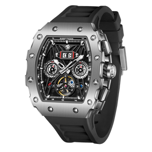 REEF TIGER Aurora RGA3009 Multifunctional Date Luminous Waterproof Flywheel Tonneau Automatic Mechanical Watch for Men