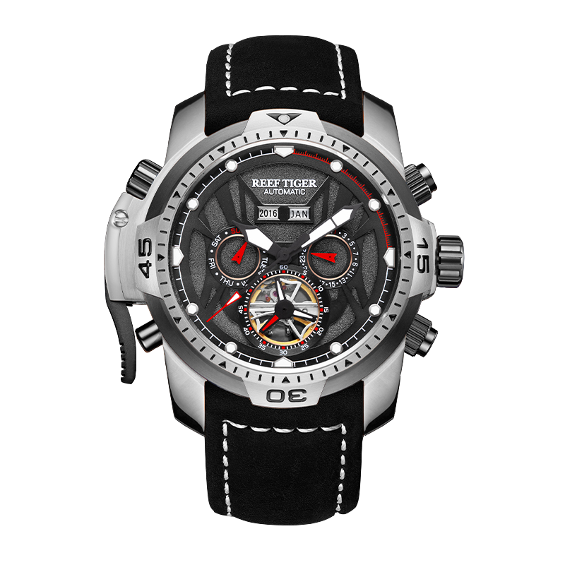 Reef Tiger Aurora Transformers Skeleton Mens Military Automatic Mechanical Sport Wrist Watch