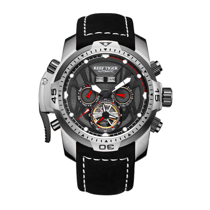 Reef Tiger Aurora Transformers Skeleton Mens Military Automatic Mechanical Sport Wrist Watch