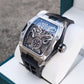 OBLVLO ZM-NZ Silver Case Men's Super luminous Watches - Luxury Tonneau Chinese myth "Nezha" Style Design Automatic Skeleton Watch