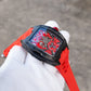 OBLVLO ZM-NZ Chinese myth "Nezha" Series - Red Case Men 46mm Tonneau Skeleton Luminous Automatic Wristwatch
