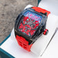 OBLVLO ZM-NZ Chinese myth "Nezha" Series - Red Case Men 46mm Tonneau Skeleton Luminous Automatic Wristwatch