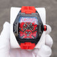 OBLVLO ZM-NZ Chinese myth "Nezha" Series - Red Case Men 46mm Tonneau Skeleton Luminous Automatic Wristwatch