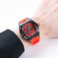 OBLVLO ZM-NZ Chinese myth "Nezha" Series - Red Case Men 46mm Tonneau Skeleton Luminous Automatic Wristwatch