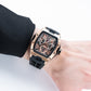 OBLVLO ZM-NZ 46MM Rose Gold Case Chinese myth "Nezha" Style Design Men Mechanical Automatic Skeleton Super Luminous Watch