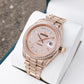 OBLVLO RX-DD-AD Rose Gold Men's Diamond Watch - Luxury 40mm Full White Crystal Dial & Bezel Automatic Watch