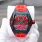 OBLVLO ZM-NZ Chinese myth "Nezha" Series - Red Case Men 46mm Tonneau Skeleton Luminous Automatic Wristwatch