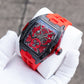 OBLVLO ZM-NZ Chinese myth "Nezha" Series - Red Case Men 46mm Tonneau Skeleton Luminous Automatic Wristwatch
