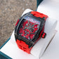 OBLVLO ZM-NZ Chinese myth "Nezha" Series - Red Case Men 46mm Tonneau Skeleton Luminous Automatic Wristwatch