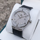 OBLVLO HM-AD Men's All-White Iced Out Automatic Watch – Full Diamond Pavé Silver Case & Dial Luxury Mechanical Wristwatch with Date Window & Black Rubber Strap