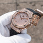 Rose Gold OBLVLO HM-AD Automatic Watch for Men – Full Diamond Case & Dial Luxury Mechanical Wristwatch with Date Window & Black Rubber Strap