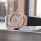 Rose Gold OBLVLO HM-AD Automatic Watch for Men – Full Diamond Case & Dial Luxury Mechanical Wristwatch with Date Window & Black Rubber Strap
