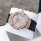 Rose Gold OBLVLO HM-AD Automatic Watch for Men – Full Diamond Case & Dial Luxury Mechanical Wristwatch with Date Window & Black Rubber Strap