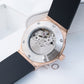 Rose Gold OBLVLO HM-AD Automatic Watch for Men – Full Diamond Case & Dial Luxury Mechanical Wristwatch with Date Window & Black Rubber Strap