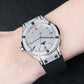 OBLVLO HM-AD Men's All-White Iced Out Automatic Watch – Full Diamond Pavé Silver Case & Dial Luxury Mechanical Wristwatch with Date Window & Black Rubber Strap