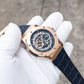 Rose Gold OBLVLO HM-GT Analog Miyato Automatic Waterproof Watches for Mens with Rubber Strap Luminous Easy Reader Dial