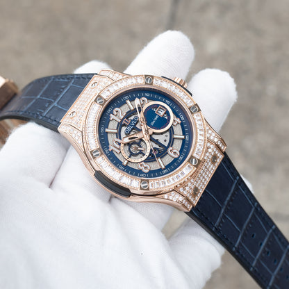 Montres automatiques étanches OBLVLO HM-GT en or rose pour hommes avec bracelet en caoutchouc et cadran lumineux facile à lire
