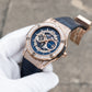 Montres automatiques étanches OBLVLO HM-GT en or rose pour hommes avec bracelet en caoutchouc et cadran lumineux facile à lire